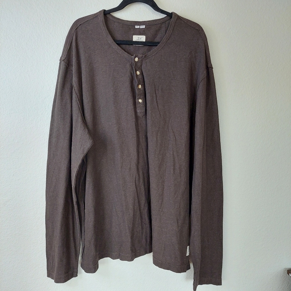 Madda Fella Bayside Henley Pullover Hemp Organic‎ Cotton Blend Size 2XL